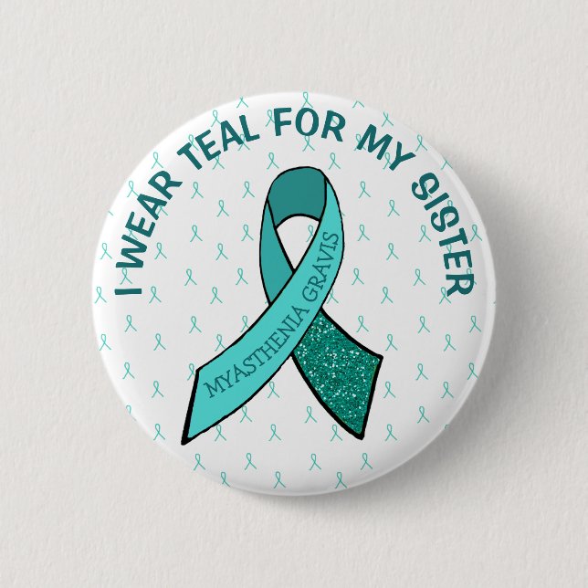 Badge Rond 5 Cm J'aime quelqu'un avec Myasthenia Bouton Gravis (Devant)