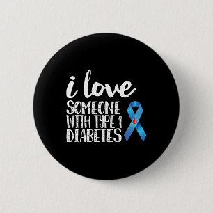 Badge Rond 5 Cm J'Aime Quelqu'Un Avec Une Sensibilisation Au Diabè