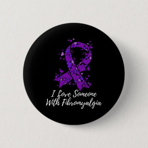 Badge Rond 5 Cm J'Aime Quelqu'Un Avec Une Sensibilisation Fibromya