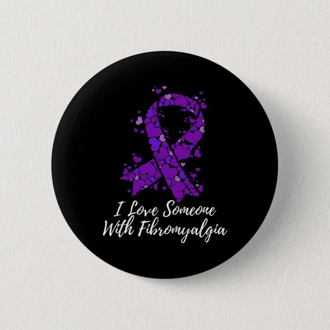 Badge Rond 5 Cm J'Aime Quelqu'Un Avec Une Sensibilisation Fibromya (Devant)