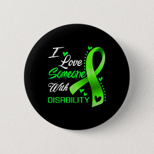 Badge Rond 5 Cm J'Aime Quelqu'Un Qui Connaît Le Handicap