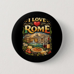 Badge Rond 5 Cm J'aime Rome