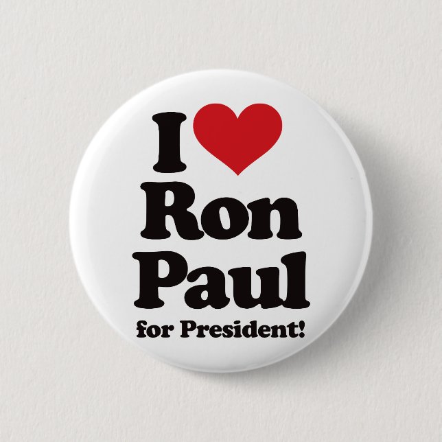 Badge Rond 5 Cm J'aime Ron Paul pour le président (Devant)