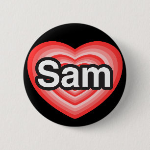 Badge Rond 5 Cm J'aime Sam. Je t'aime Sam. Cœur