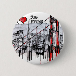 Badge Rond 5 Cm J'aime San Francisco