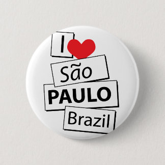 Badge Rond 5 Cm J'aime Sao Paulo Brésil