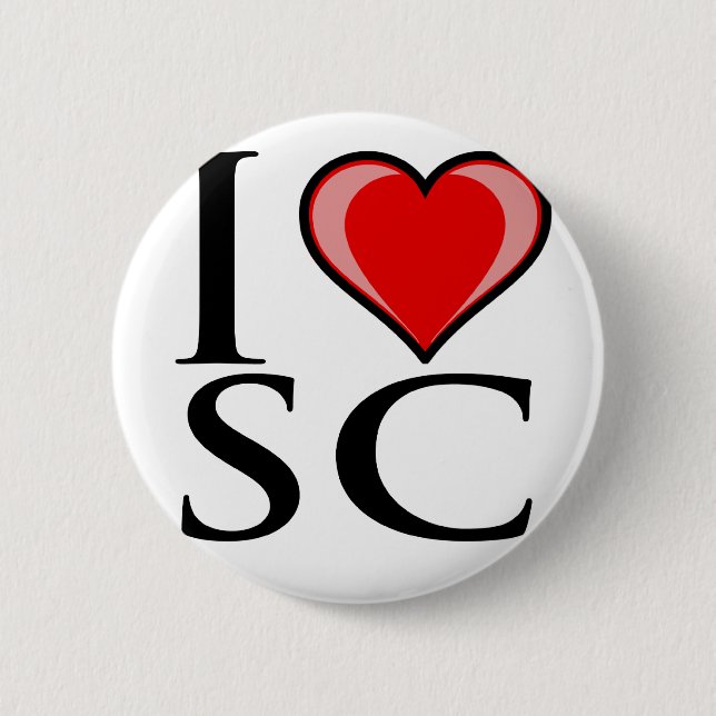 Badge Rond 5 Cm J'aime Sc - la Caroline du Sud (Devant)
