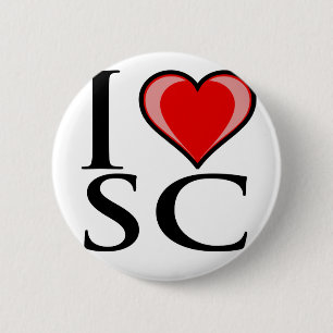 Badge Rond 5 Cm J'aime Sc - la Caroline du Sud