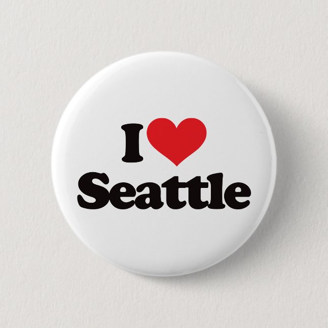 Badge Rond 5 Cm J'aime Seattle (Devant)