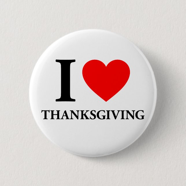 Badge Rond 5 Cm J'Aime Thanksgiving (Devant)