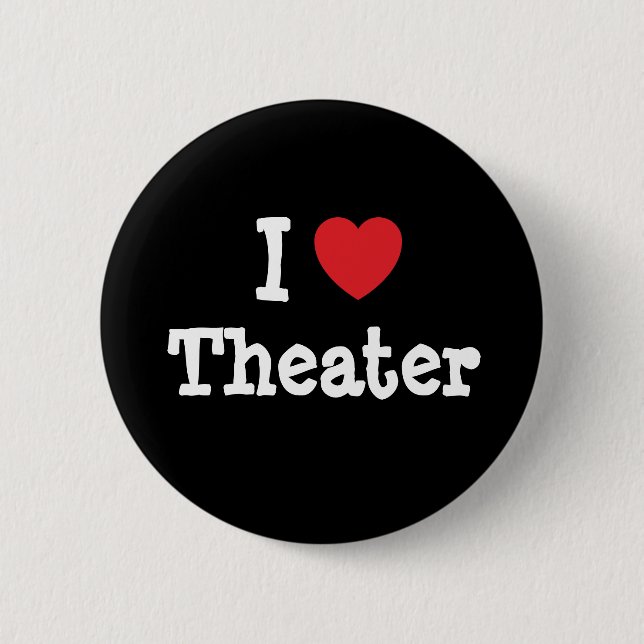 Badge Rond 5 Cm J'aime Théâtre coeur personnalisé (Devant)