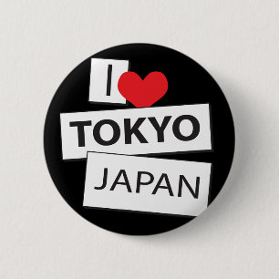 Badge Rond 5 Cm J'aime Tokyo Japon