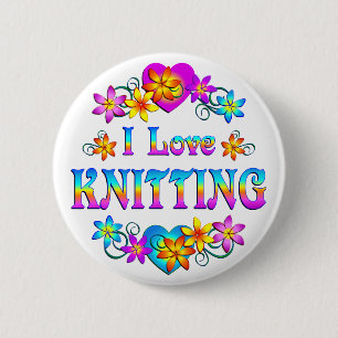 Badge Rond 5 Cm J'aime tricoter