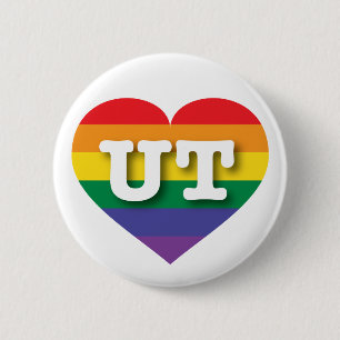 Badge Rond 5 Cm J'aime Utah Gay pride Rainbow Heart