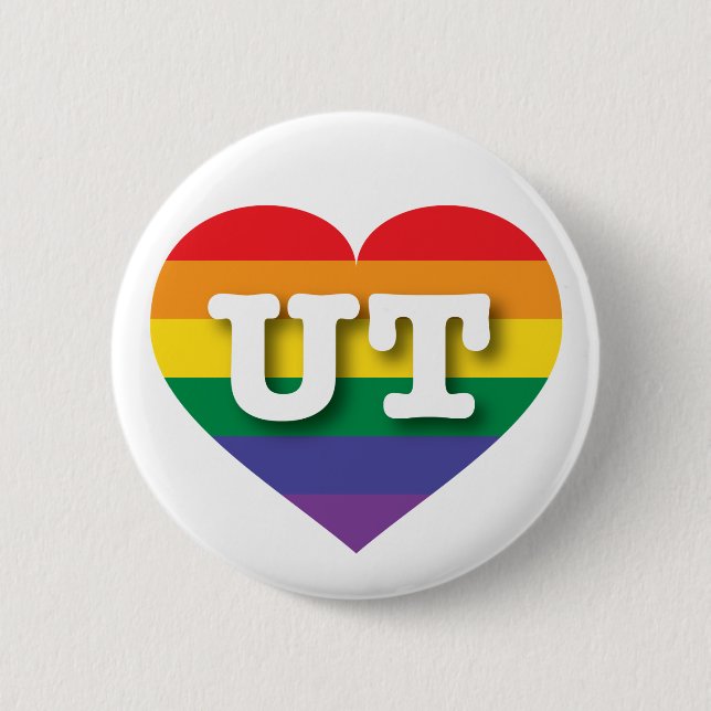 Badge Rond 5 Cm J'aime Utah Gay pride Rainbow Heart (Devant)