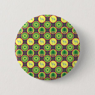 Badge Rond 5 Cm Jamahiri ® Libye Motif africain