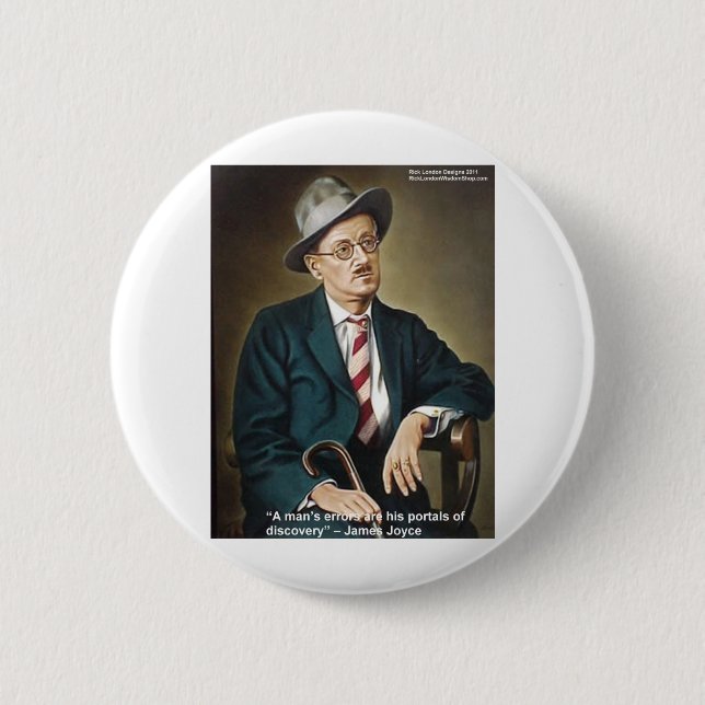 Badge Rond 5 Cm James Joyce "Erreurs/portails" Citation Cadeaux &  (Devant)