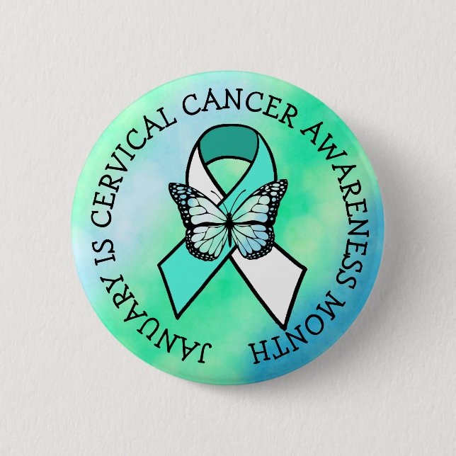 Badge Rond 5 Cm Janvier est le bouton Mois de sensibilisation au c (Devant)