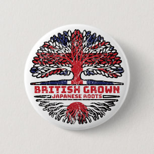 Badge Rond 5 Cm Japon Royaume-Uni Royaume-Uni British Tree