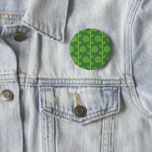 Badge Rond 5 Cm Jardin à fleurs plates vertes Motif