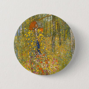 Badge Rond 5 Cm Jardin agricole Gustav Klimt avec Crucifix