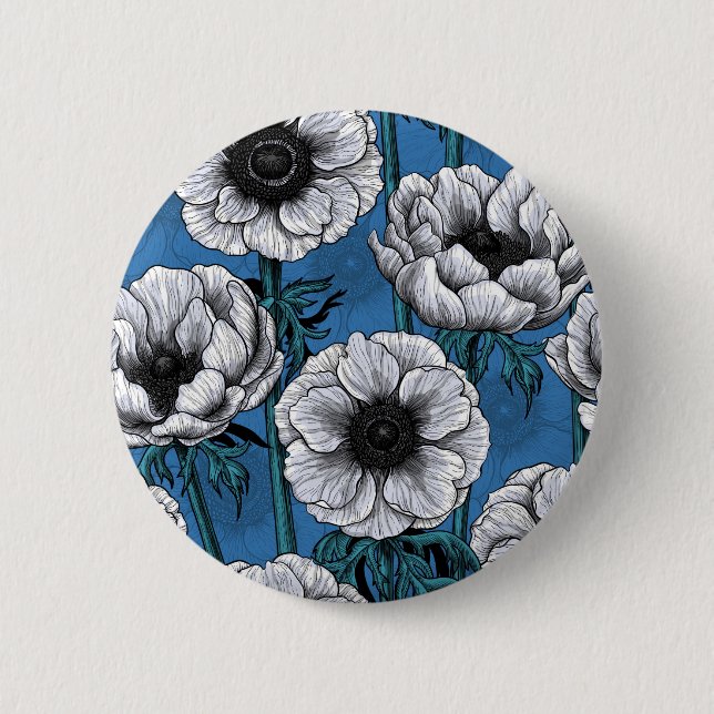 Badge Rond 5 Cm Jardin d'anémone blanc (Devant)