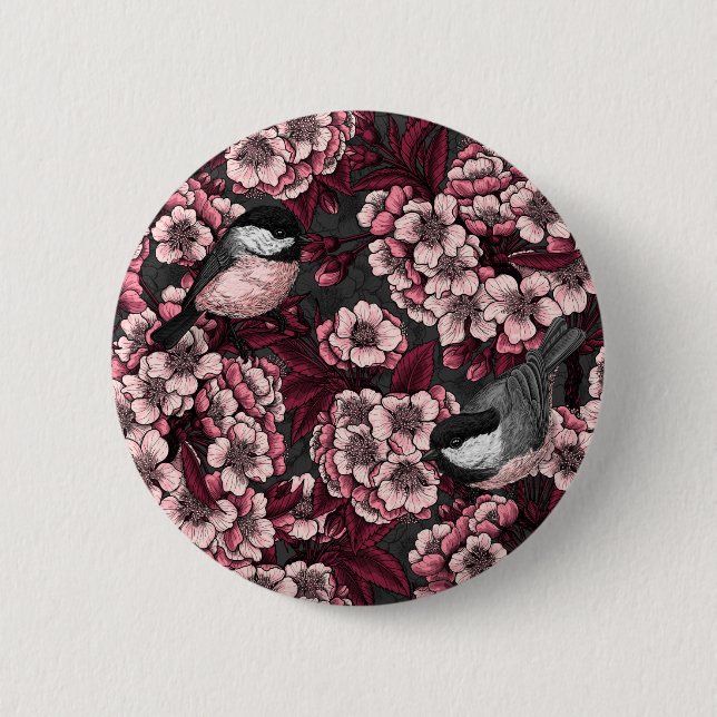 Badge Rond 5 Cm Jardin de cerisier nocturne (Devant)