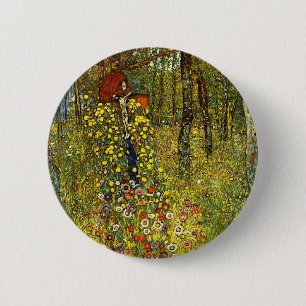 Badge Rond 5 Cm Jardin de ferme avec crucifix de Gustav Klimt