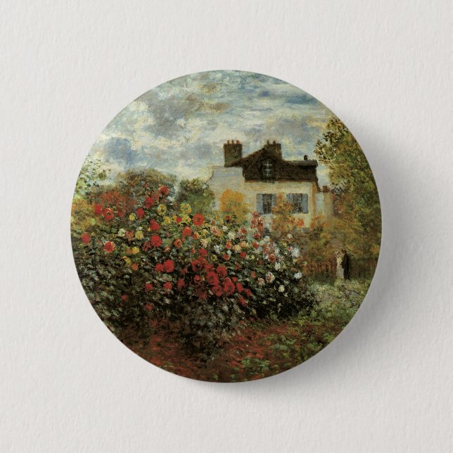 Badge Rond 5 Cm Jardin de Monet à Argenteuil par Claude Monet (Devant)