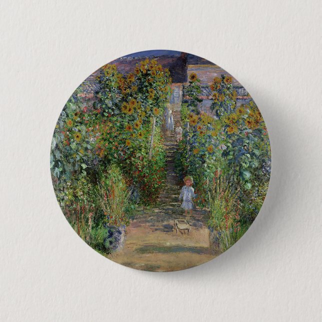 Badge Rond 5 Cm Jardin de Monet Vetheuil Impressionnisme Peinture (Devant)