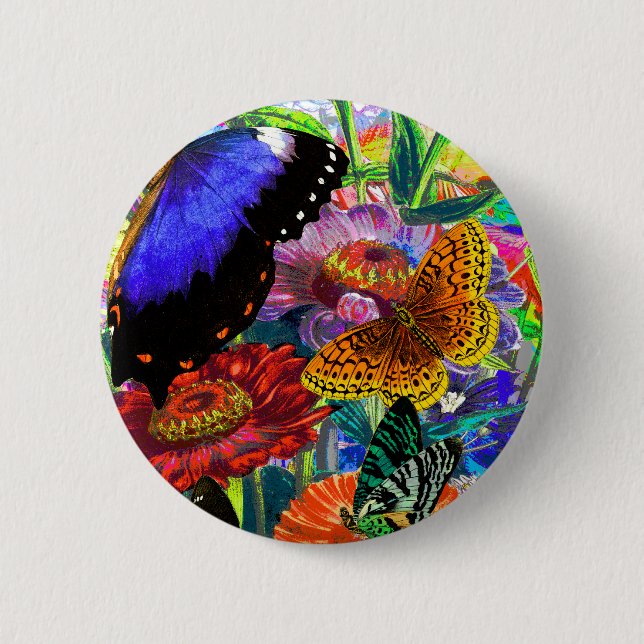 Badge Rond 5 Cm Jardin de papillon (Devant)