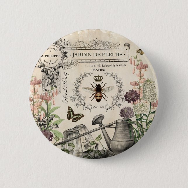 BADGE ROND 5 CM JARDIN DES BEE FRANÇAIS (Devant)