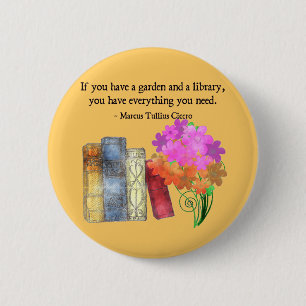 BADGE ROND 5 CM JARDIN ET BIBLIOTHÈQUE
