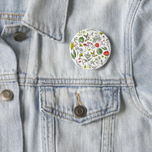 Badge Rond 5 Cm Jardin Fleur sauvage botanique