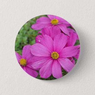 Badge Rond 5 Cm Jardin fleuri cosmos rose