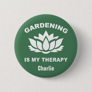 Badge Rond 5 Cm Jardinage des boutons de nom et de couleur personn