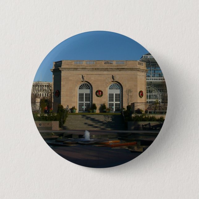 Badge Rond 5 Cm Jardins botaniques à Noël à Washington DC (Devant)