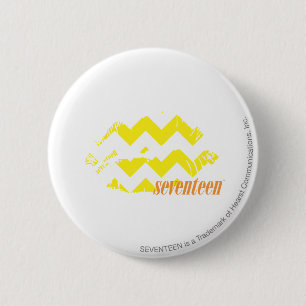 Badge Rond 5 Cm Jaune de zigzag