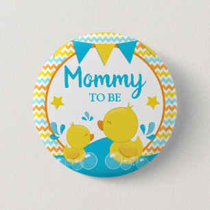 Badge Rond 5 Cm Jaune et Bleu Caoutchouc Ducky Polka Dot Momie à ê