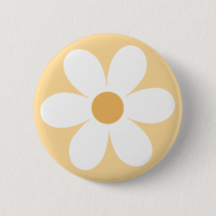 Badge Rond 5 Cm Jaune marguerite rétro boho