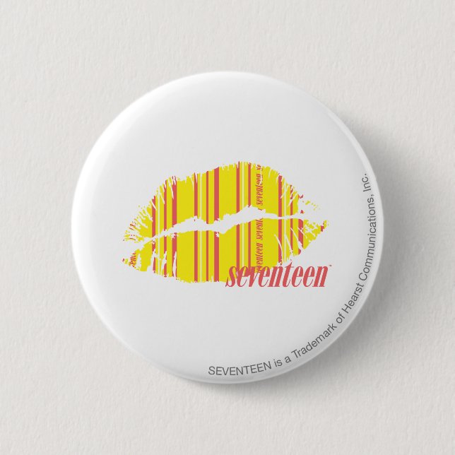 Badge Rond 5 Cm Jaune mince de rayures (Devant)