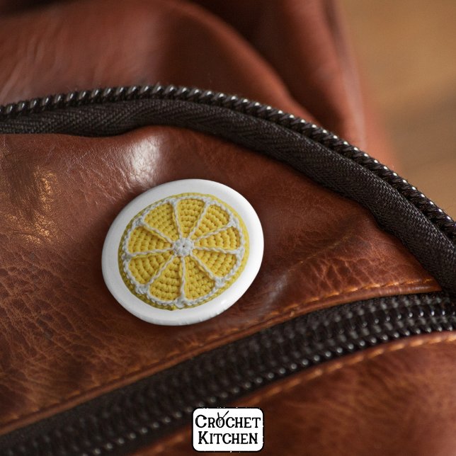 Badge Rond 5 Cm Jaune Moderne Minimale Fraîche Crochet Citron Slic (Créateur téléchargé)
