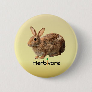 Badge Rond 5 Cm Jaune sauvage herbivore végétalien câlin de lap