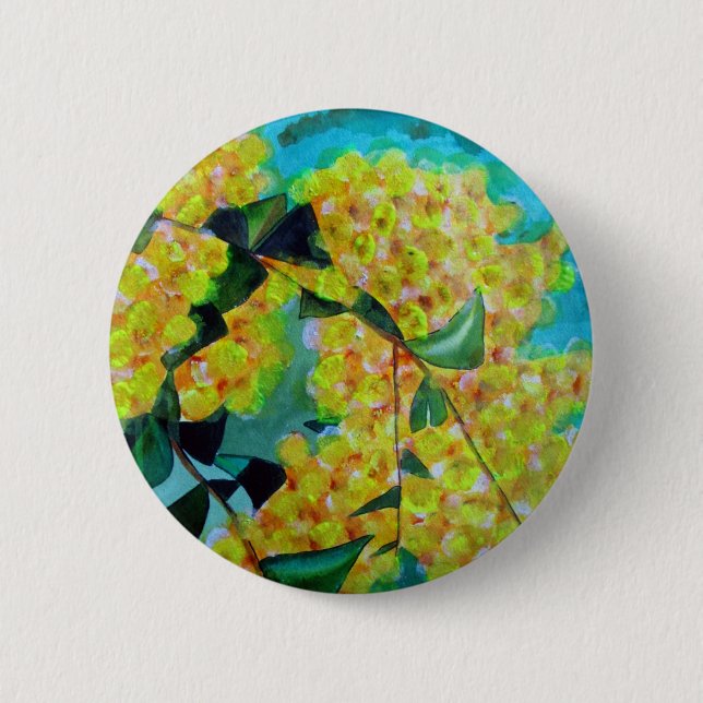 Badge Rond 5 Cm Jaune Wattle (Devant)