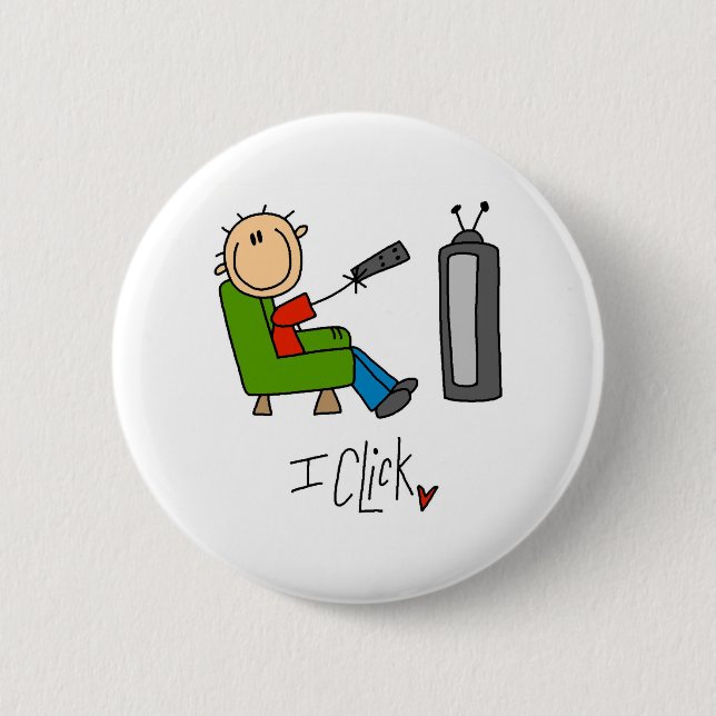 Badge Rond 5 Cm Je clique sur la TV (Devant)
