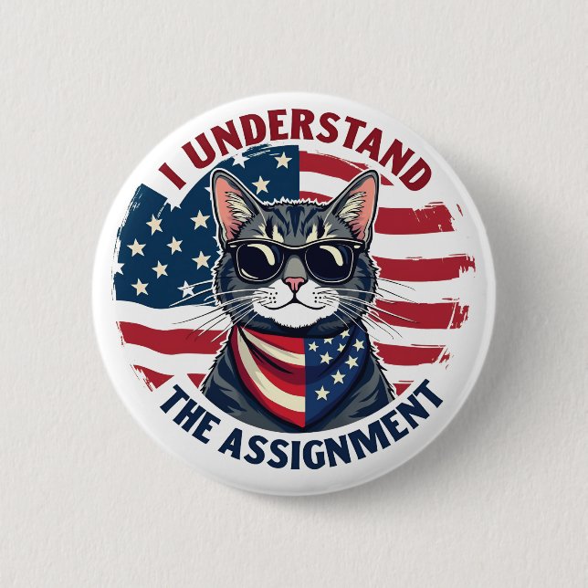 Badge Rond 5 Cm Je comprends l'affectation Harris Walz Cat Lady (Devant)