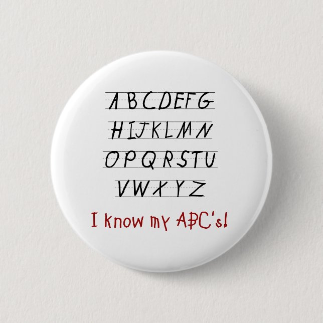 Badge Rond 5 Cm Je connais mon ABCs (Devant)
