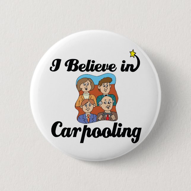 Badge Rond 5 Cm je crois au covoiturage (Devant)