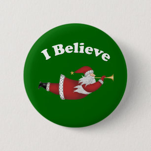 Badge Rond 5 Cm Je crois voler Père Noël