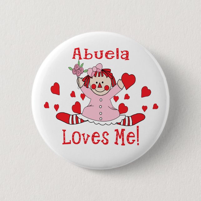 Badge Rond 5 Cm Je de l'amour d'Abuela poupée de chiffon (Devant)